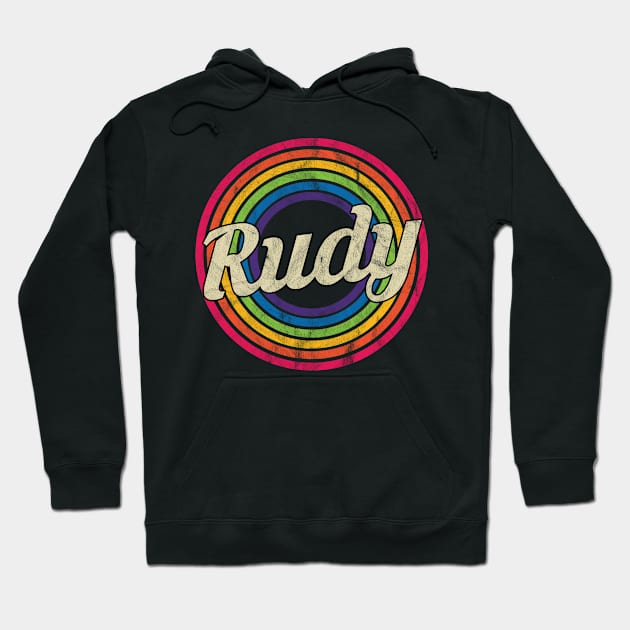 Rudy - Retro Rainbow Faded-Style Hoodie by MaydenArt